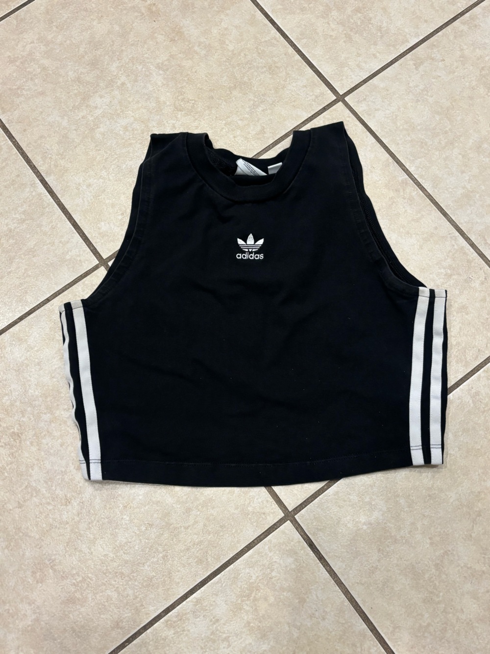 adidas Black Top with White Size Tag Detail